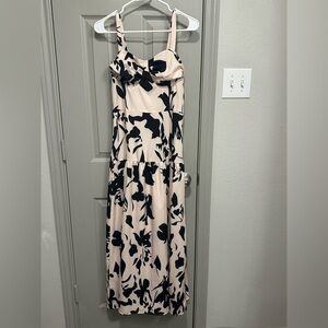 Elegant Black and Cream Floral Dress